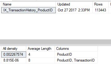 DBCC SHOW_STATISTICS result